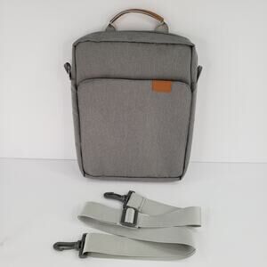 Tablet iPad Crossbody Carrying Case Bag Gray Softsided Canvas Zip Close  Lt Grey
